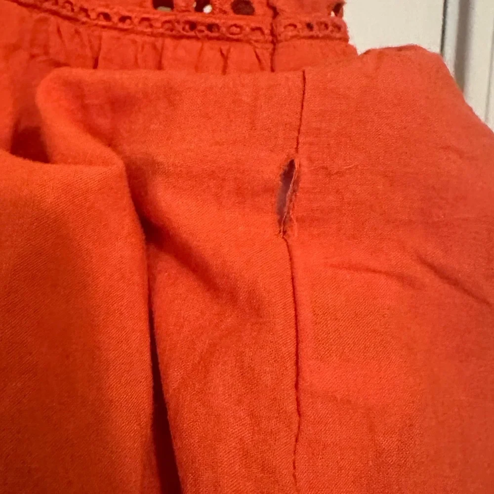 Free People Rust Orange Lace-Up Eyelet Mini Dress